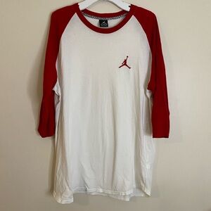 Nike Air Jordan 100% cotton Red and White Raglan Sleeve Shirt size XXL